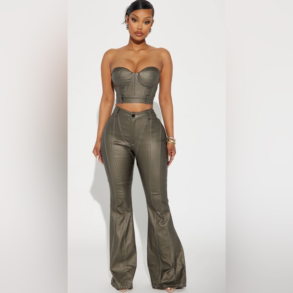Fashion Nova- Lola Faux Leather Pant Set